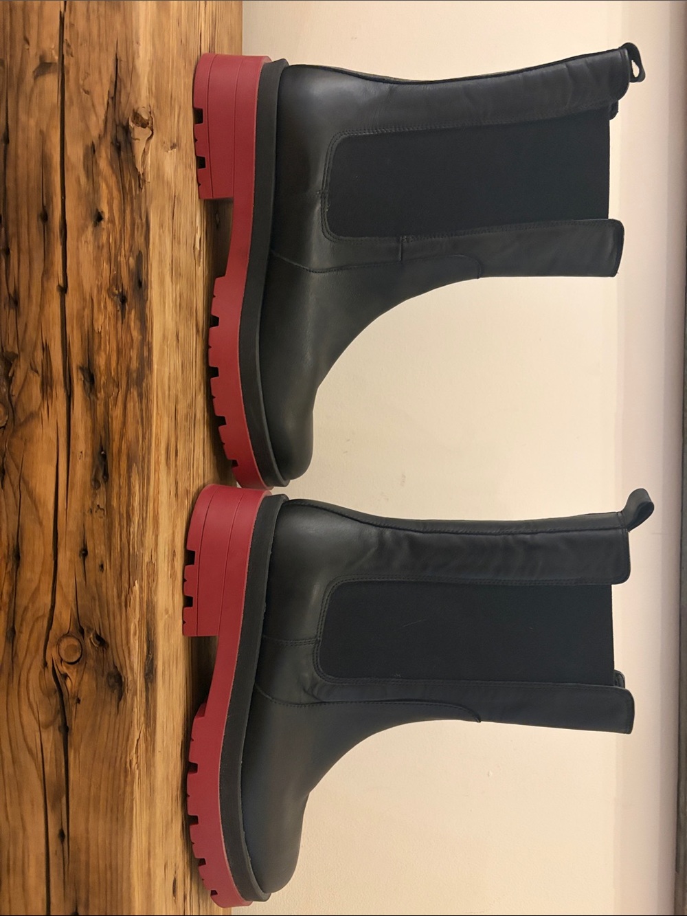 Dusano black leather chunky boots with red sole (size 40)